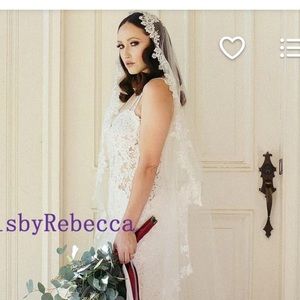 Cathedral length Manila lace tipped veil new